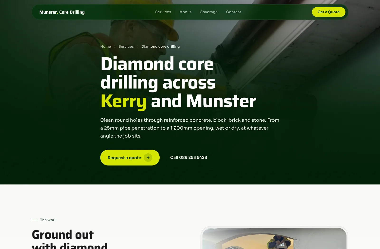 Munster Core Drilling diamond drilling service page