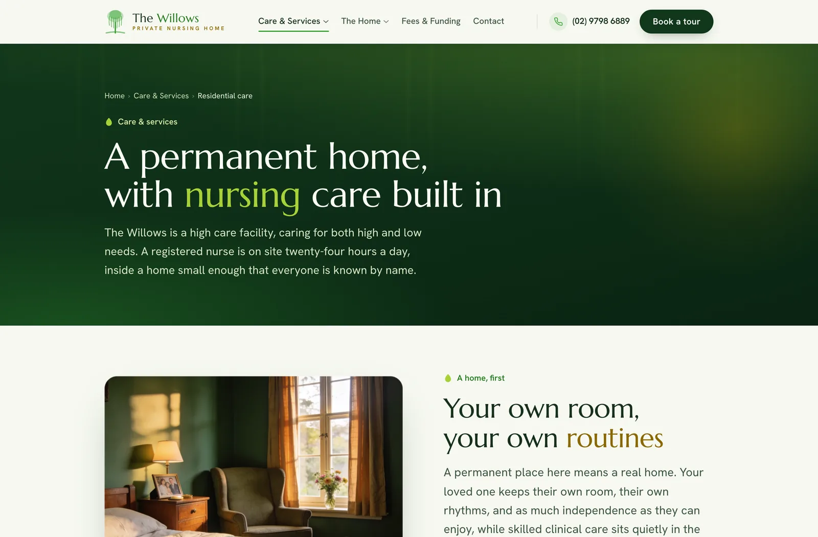 The Willows residential care page
